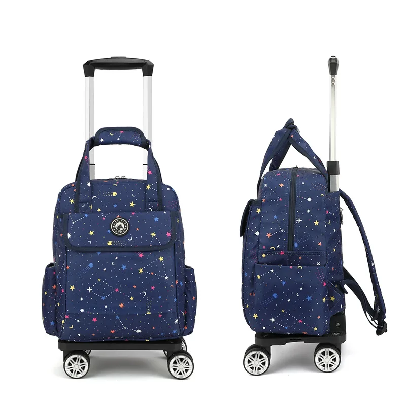 Ultra Lightweight Waterproof 16-Inch Printed Carry-On Luggage Short Trip Travel Tour Handheld Bag with Four-Way Wheels