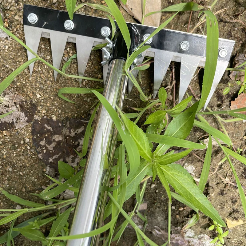 Detachable Gardening Rake Multi-purpose Grass Raking 5/6/7/8 Teeth Agricultural Weeding Outdoor Rake Household Handle Tools