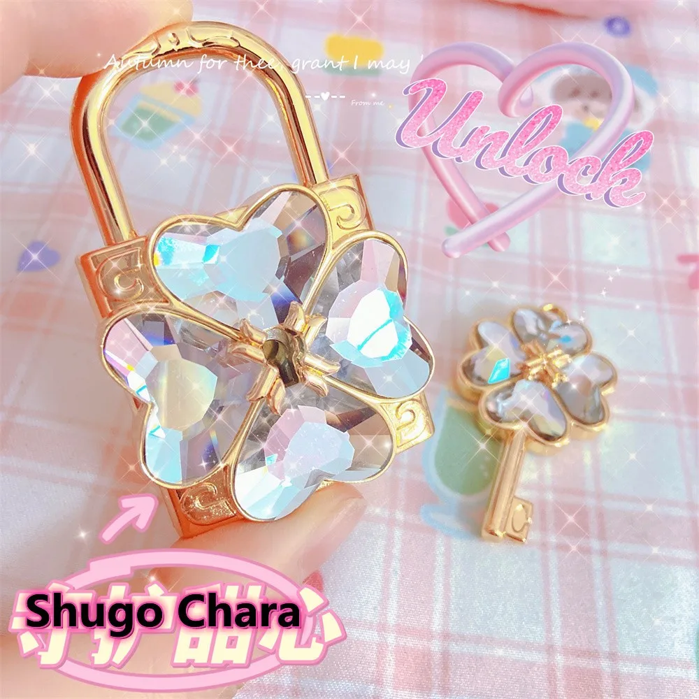 Anime Shugo Chara Hinamori Amu Cosplay Key Lock Pendant Necklace Set Kids Girls Women Birthday Couple Gift Collection