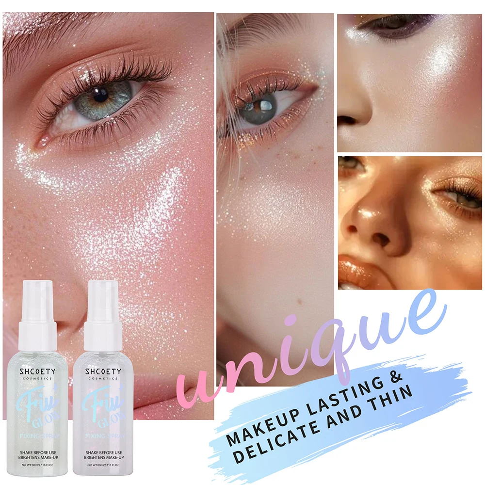 クイックサンドメイクアップセッティングスプレー、オイルコントロール保湿、18時間持続するトナーセットメイク、パールのような輝きを放つグリッター