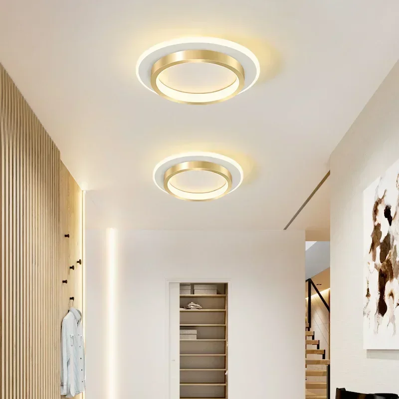 LED Aisle Ceiling Lights Modern Aluminum Acrylic Home Decor Lamps Nordic Wood Grain Entryway Corridor Balcony Luminaires Lustre