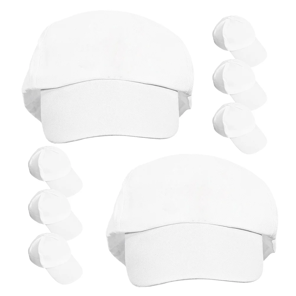 

8Pcs Children DIY Hunting Hat Plain White Cotton Baseball Cap for Drawing Painting Activity Parent-Child Interaction