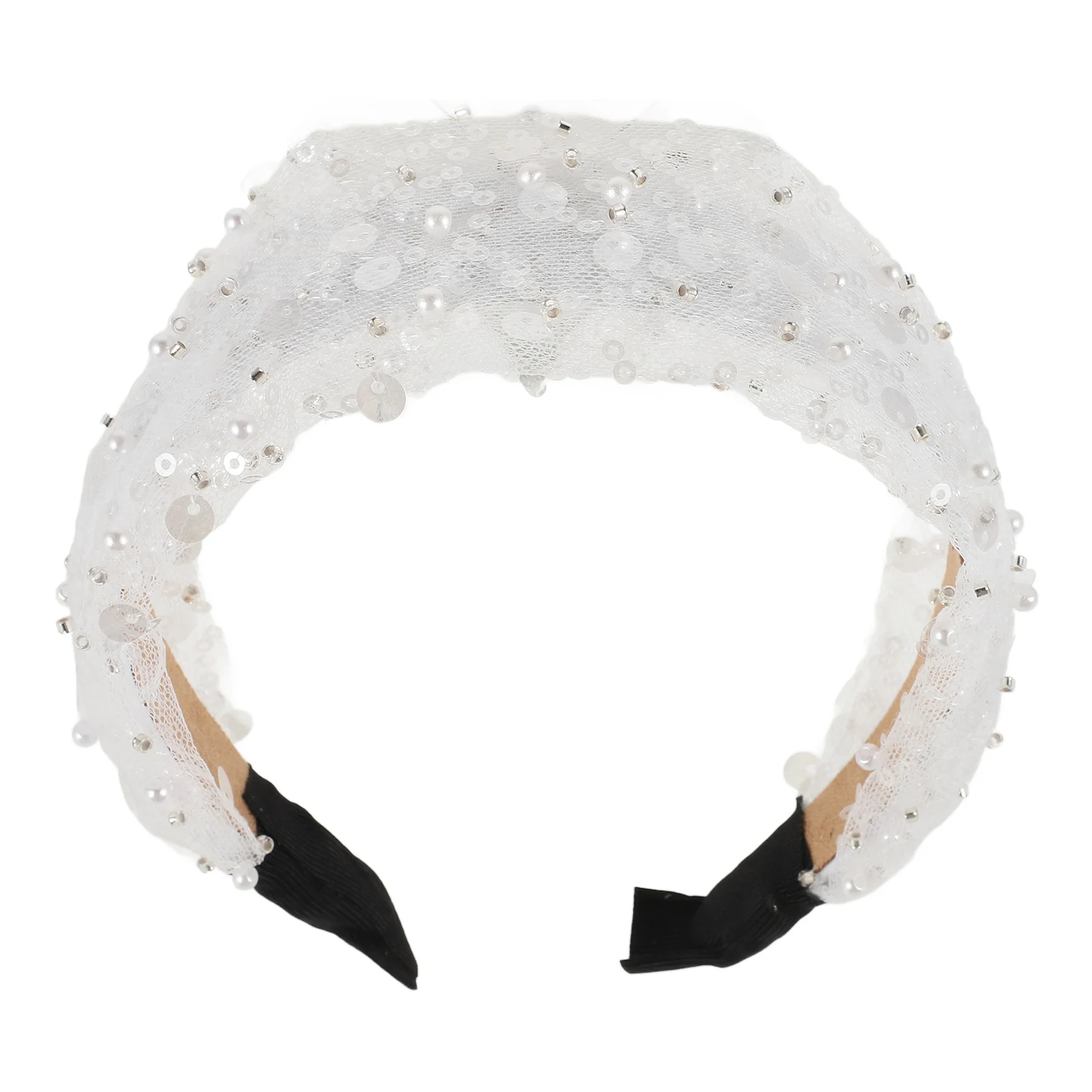 

White Headb Wide Headb Korean Style Pearl Satin Bride Beaded Rhinestone Accessories Women Hairpiece FG329