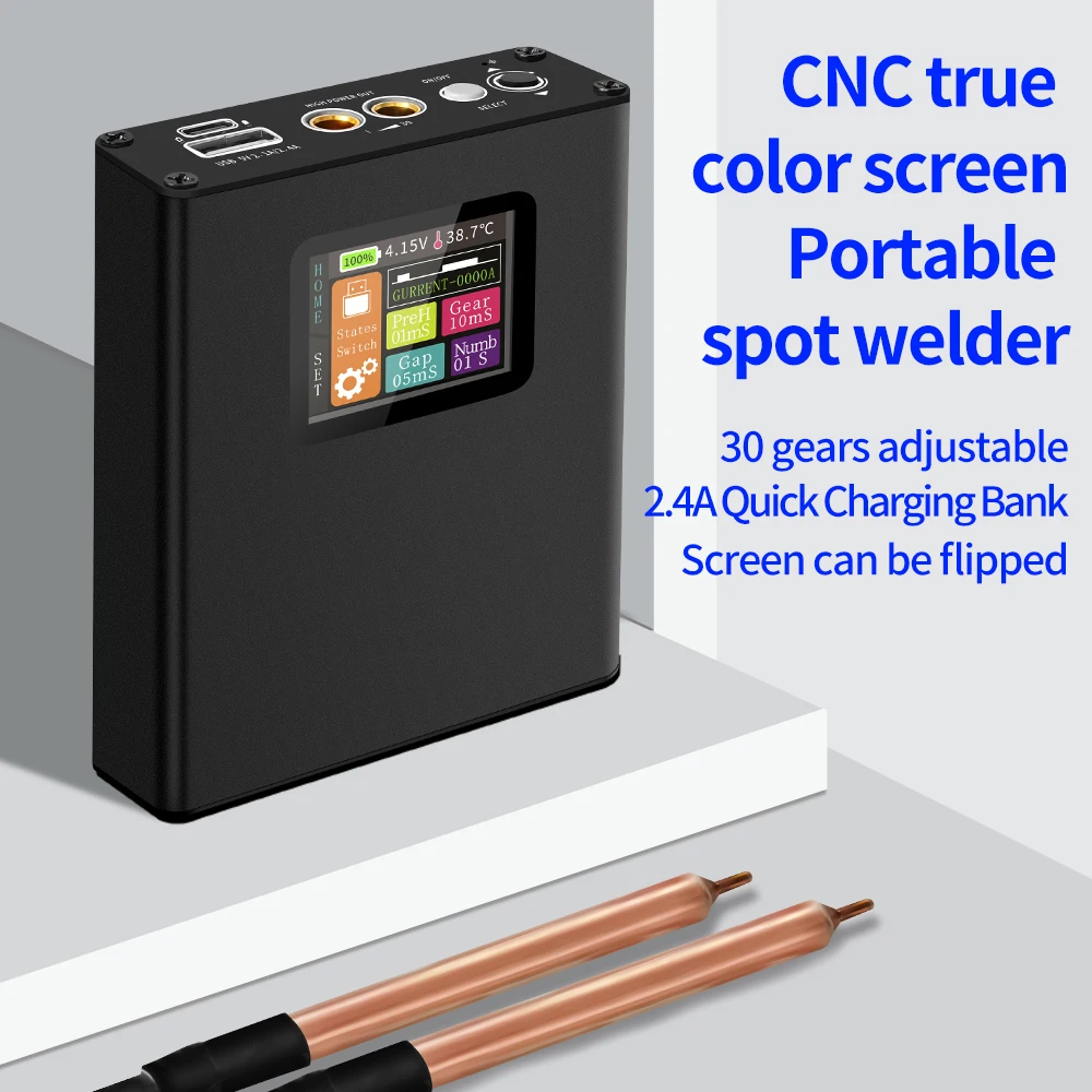 Adjustable Mini Spot Welding 0.15mm for 18650 Battery Spot Welder Spot Machine Spot Welder 30 Gears 2.1A Quick Charge Portable
