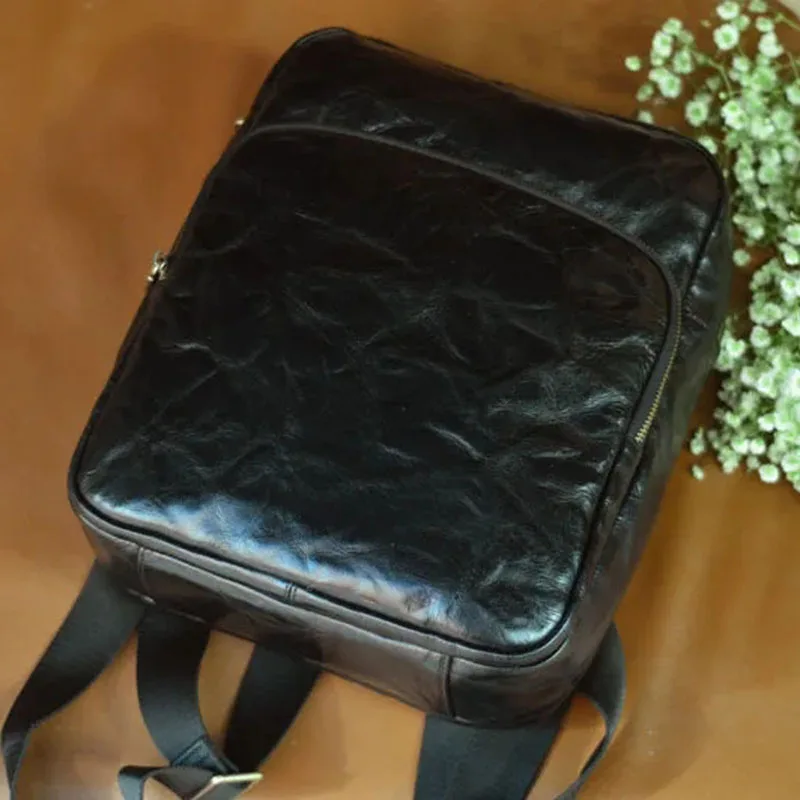 AETOO Vegetable tanned cow skin wash backpack Medium vintage heavy industry style casual design backpack for men and women