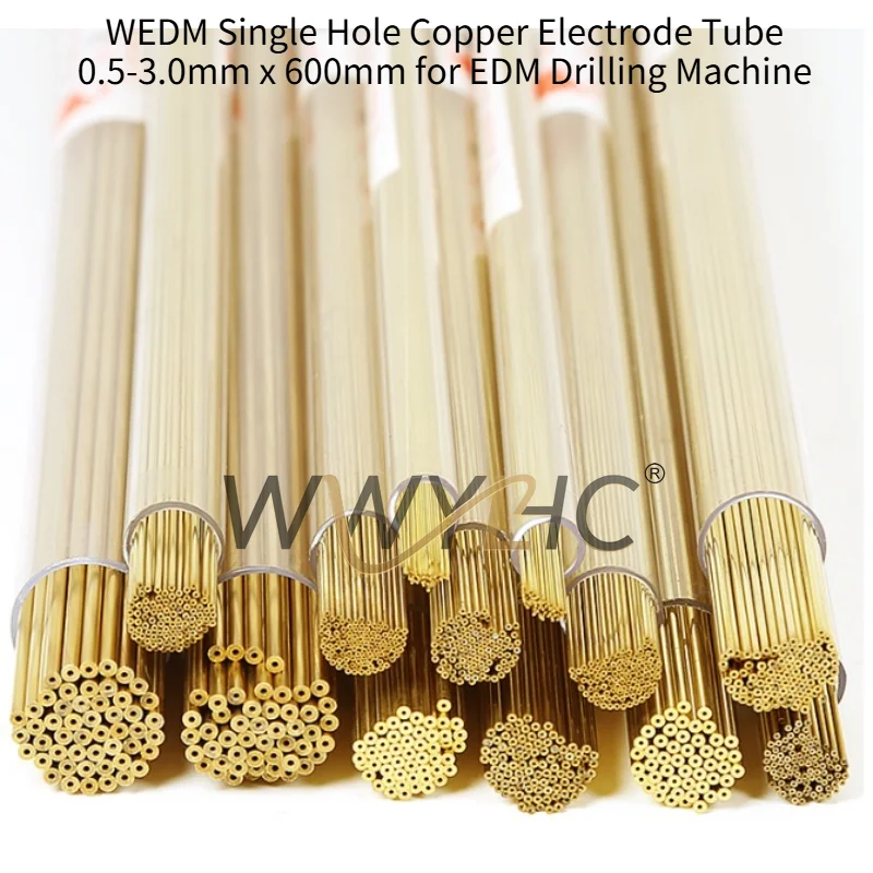 Single Hole Copper Electrode Tube 0.5/0.6/0.8/1.0/1.2/1.5/2.0/2.5/3.0mm X 600mm EDM Drilling Parts