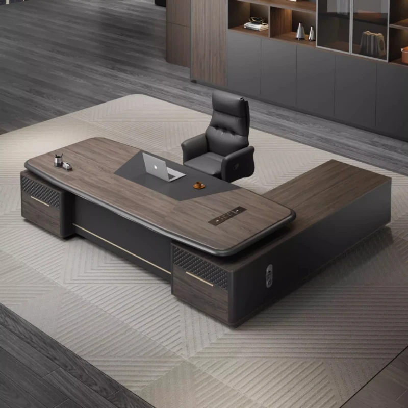 Luxury L Shaped Computer Desk Gaming Seating Modern Organizer Workshop Office Chair Auxiliary Filing Cabinet Boss Furniture