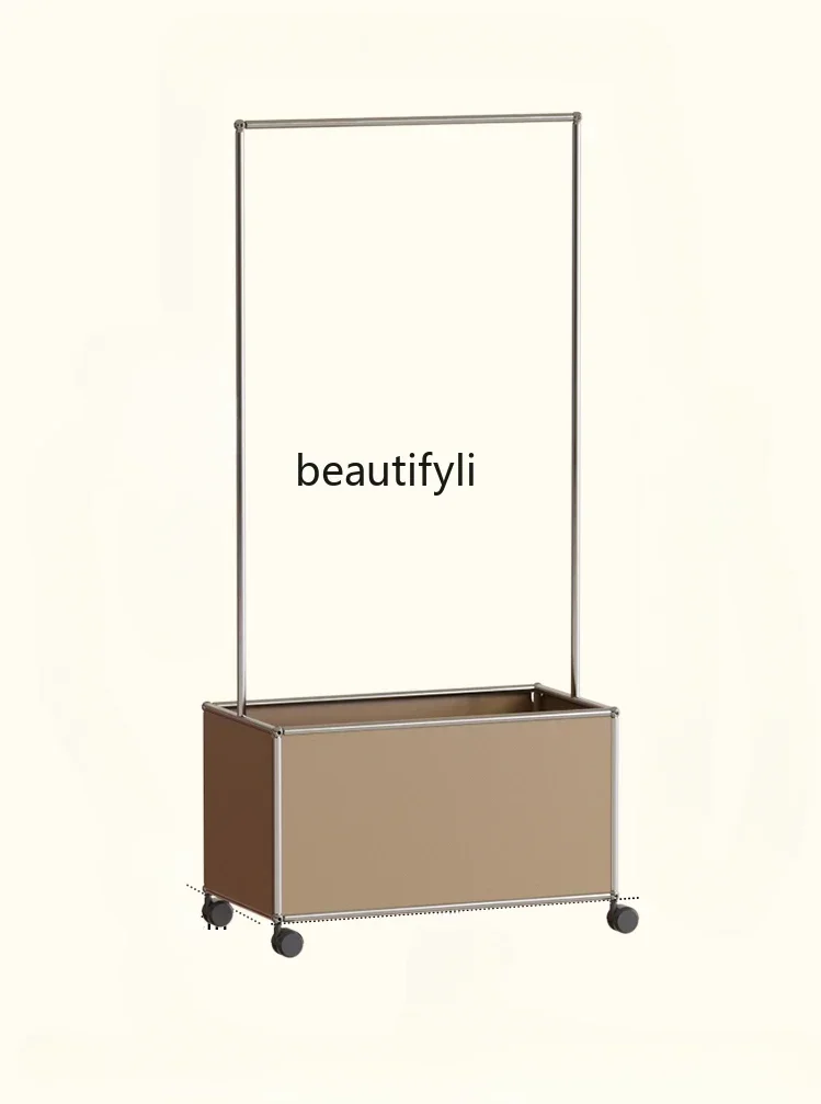 B7304 ss Storage Coat Rack Small Apartment Bedroom Simple Stainless Steel Floor Mobile Clothes Rack