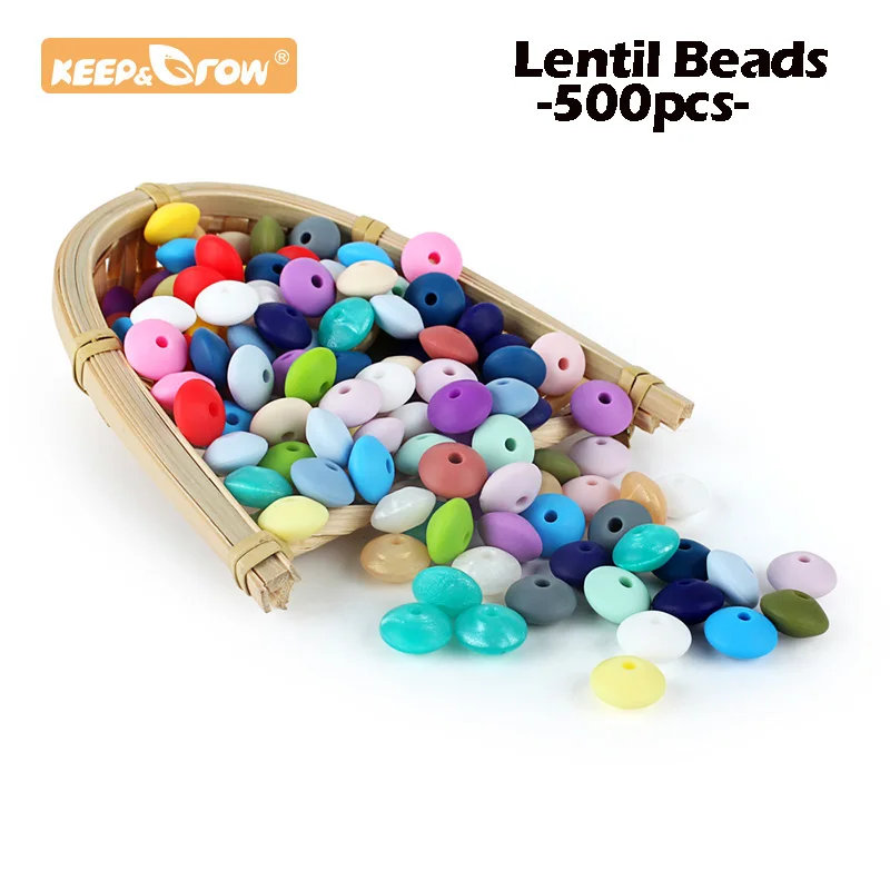 

Keep&Grow 500pcs 12mm Silicone Beads Baby Lentil Beads BPA Free DIY Baby Pendant Pacifier clips Chain Silicone Teething Toys