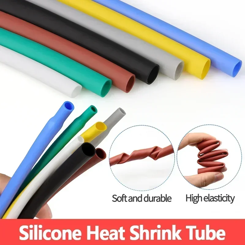 Silikon-Schrumpfschlauch, Verhältnis 1,7:1, ID 0,8 mm-30 mm, 1/3 m, Hochtemperatur-Kabelisolierhülle, Schutz, Reparatur, Wickel, DIY