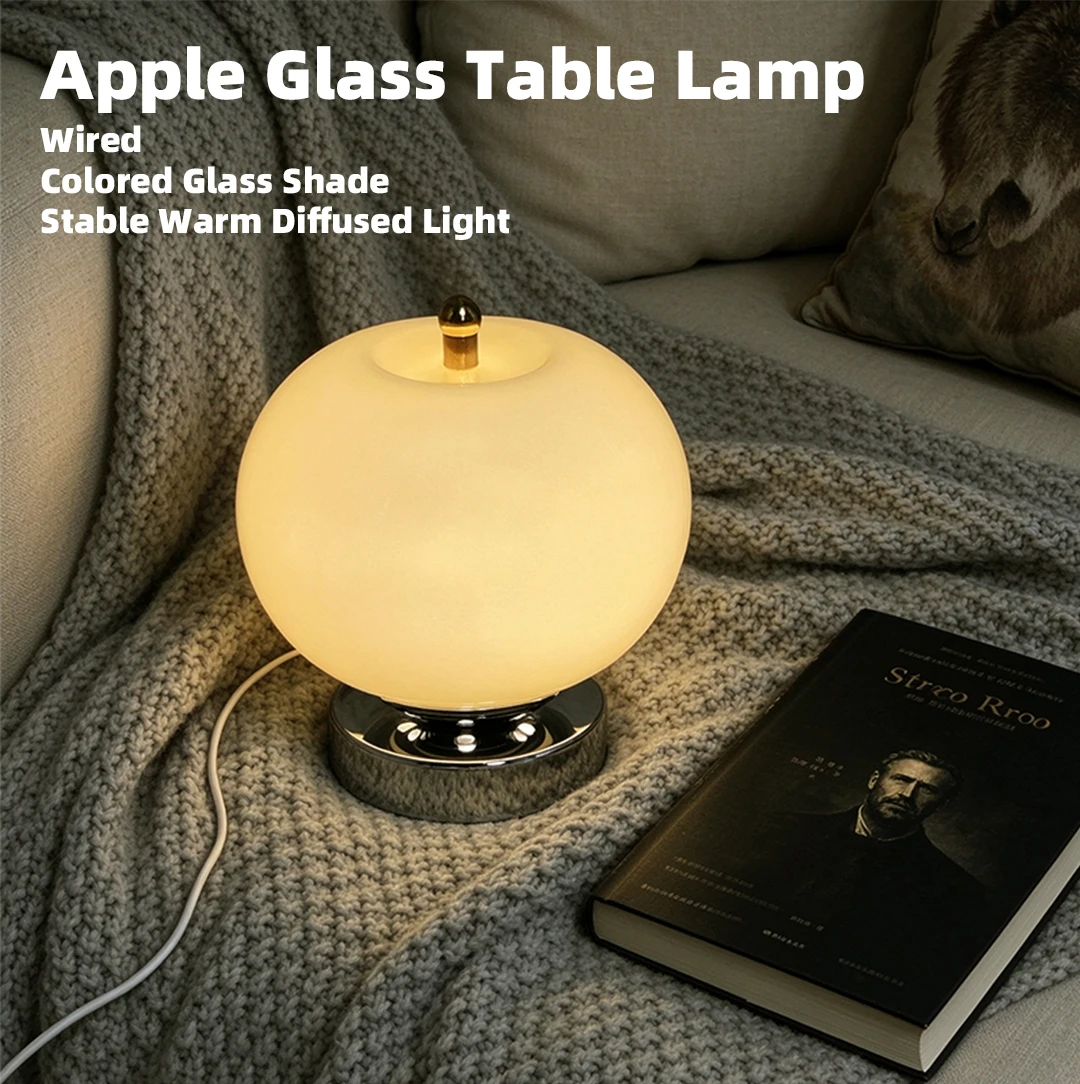 Vintage Bauhaus Ins-style Bedroom French Bedside Wall Lamp Decorative Creative Apple Retro Ambient LightIndoor Table Lamp