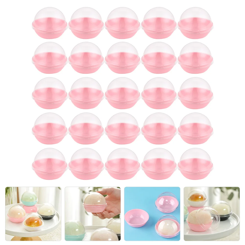 100Pcs Moon Cake Packaging Boxes Transparent Dome Lid Mini Cupcake Containers Bakery Dessert Storage Food Protective Box