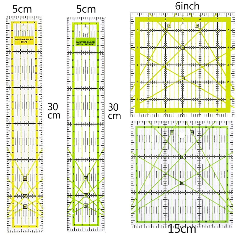 Akrylowa linijka do pikowania Przezroczysta linijka do cięcia tkanin z podwójną kolorową linią siatki Linijka do szycia dla krawiecka Patchwork Craft