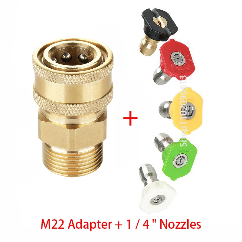 High Pressure Washer Copper Connector Adapter M22 Male 1/4\