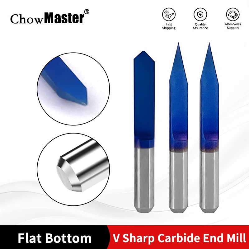 

10 шт. твердосплавные фрезы с плоским дном 10 15 20 30 45 60 90 градусов 6,35 мм хвостовик вольфрамовые фрезы с ЧПУ гравировальные фрезы