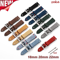 Genuine Suede Leather Watch Strap for Omega Vintage Brown Watch Band 18mm 20mm 22mm Quick Release Stitching WatchBand Wristband