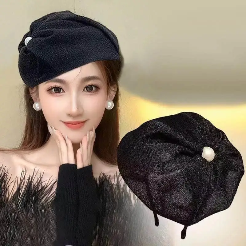 Tulle Bowknot Headband Thin Yarns Half Caps For Masquerades And Cocktails Party