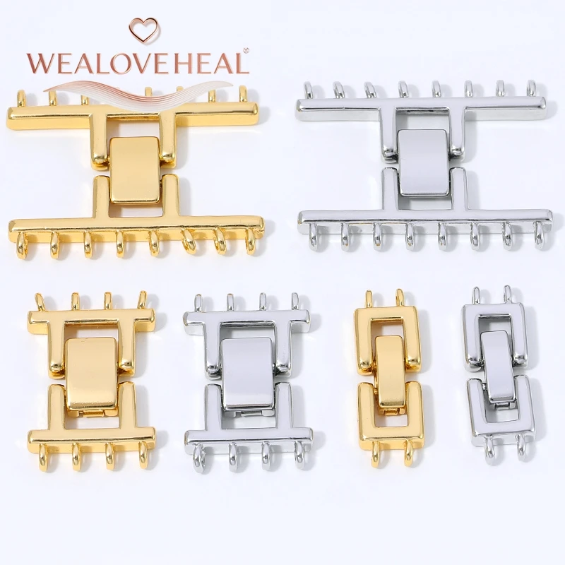 armband verschluss, 18K vergoldeter Messing-Mehrstrang-Kastenverschluss für Perlenketten und Armbänder, 2, 4, 8-reihiger Verbinder, DIY Schmuckherstellungszubehör, Verschluss – Detail 18