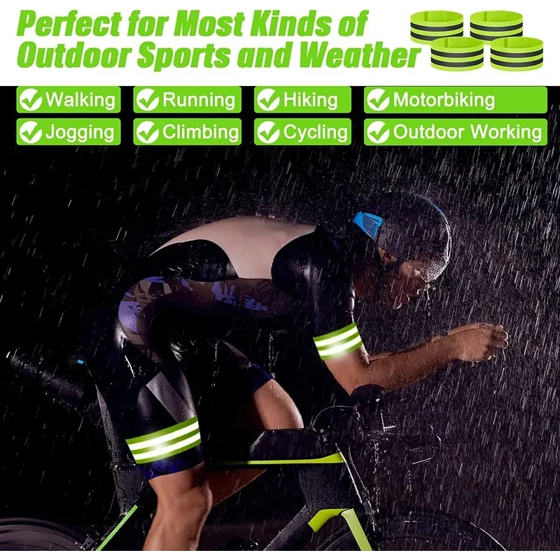 1/2Pairs Reflective Bands Elastic Armband Wristband Reflector Tape Ankle Leg Safety Straps For Night Cycling Running Fishing