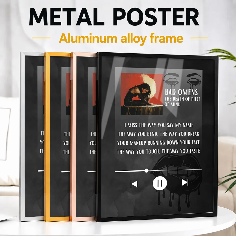Bad Omens Lyrics Metal Poster With Aluminum Alloy Frame Personalized Typographic Wall Art For Listening Lounge And Living Room