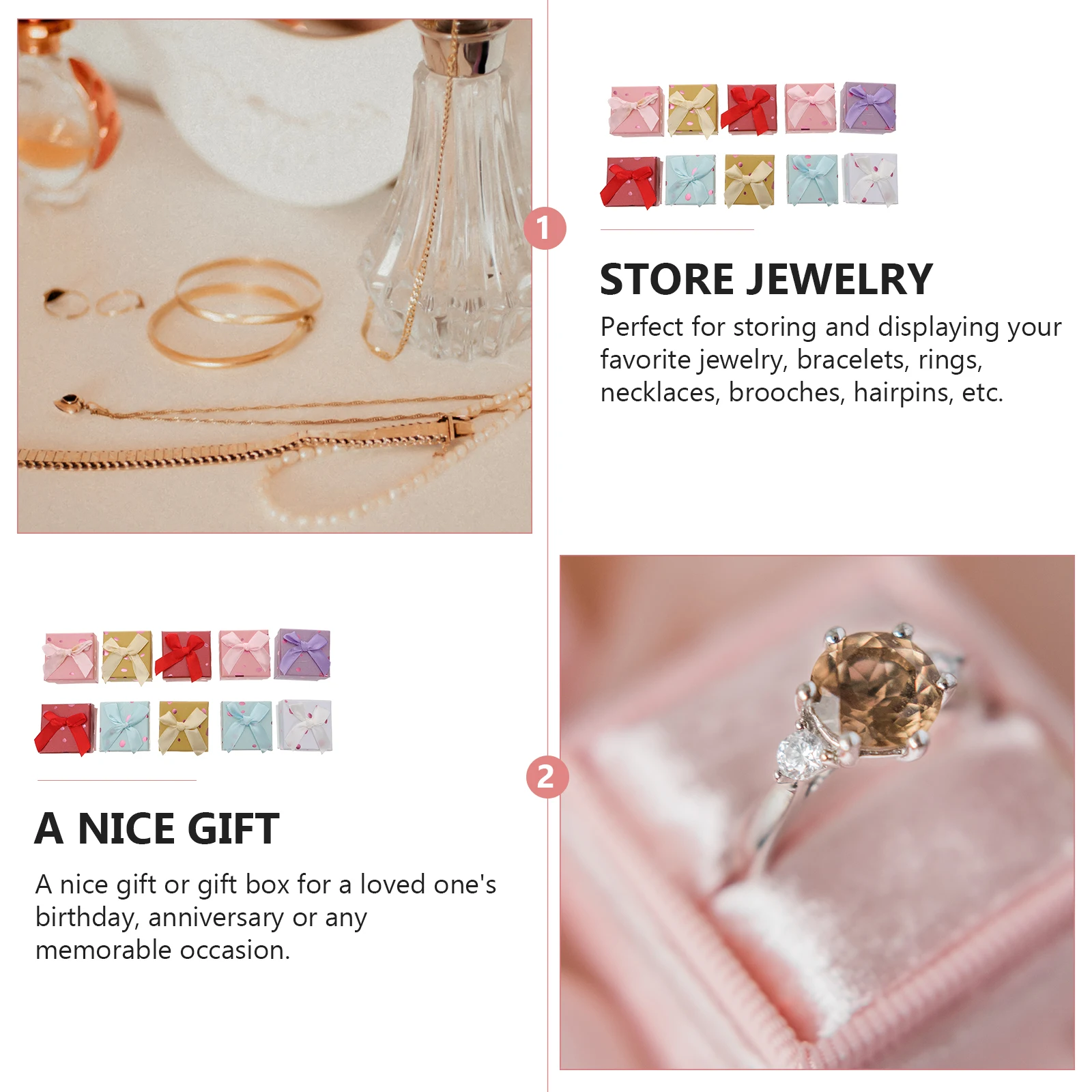

10 шт. шкатулка для драгоценностей, подарочный футляр, контейнер для ожерелья, браслет, упаковочные коробки, контейнер для хранения