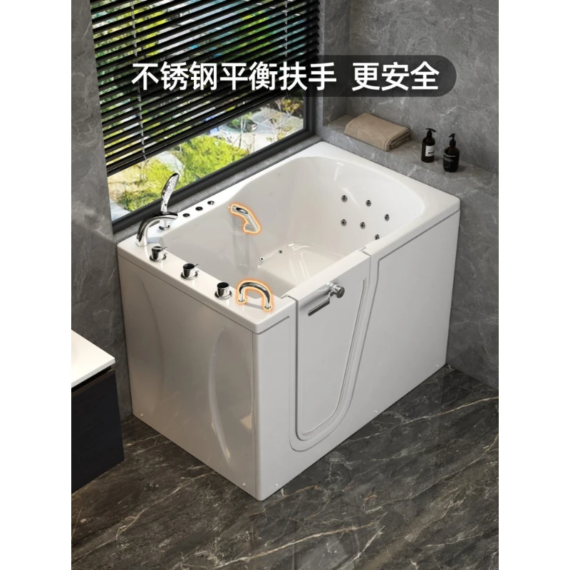 The elderly walk-in barrier-free side door sitting acrylic bathtub