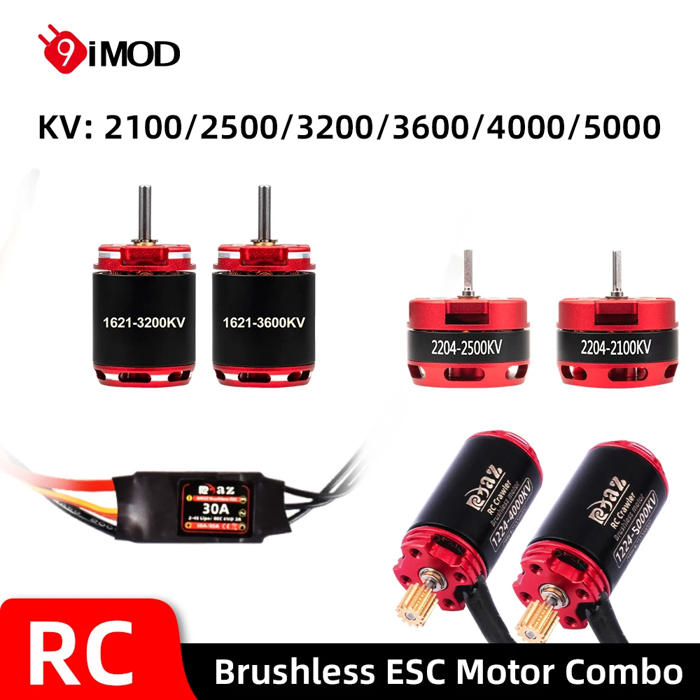 9IMOD ブラシレス ESC モーターコンボ AM32 30A ミニ ESC 1224/1621/2204 アウトランナーモーター RC 1/18 1/24 クローラー車軸 SCX24 TRX4M