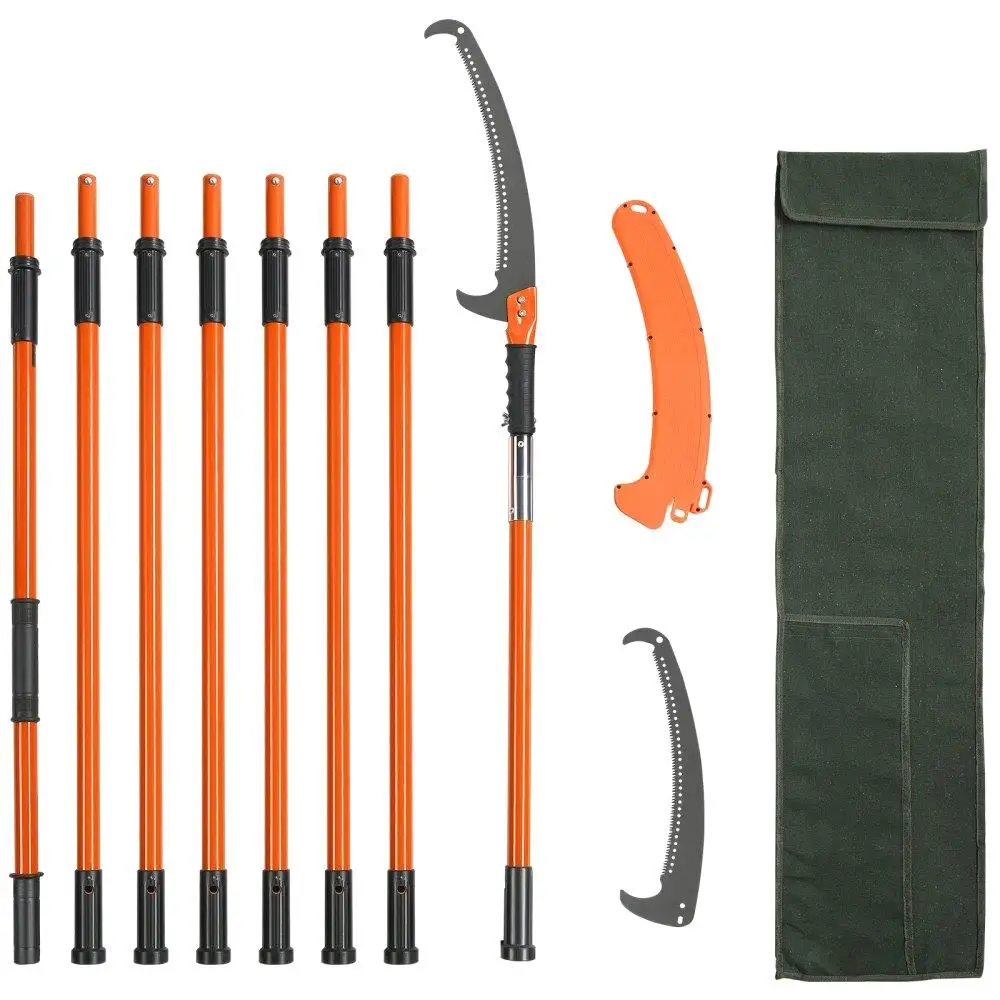 

Manual Pole Saw 7.3-27ft Extendable Sharp Steel Blade High Branch Trimming Lightweight Fiberglass Handles for pruning Palms and