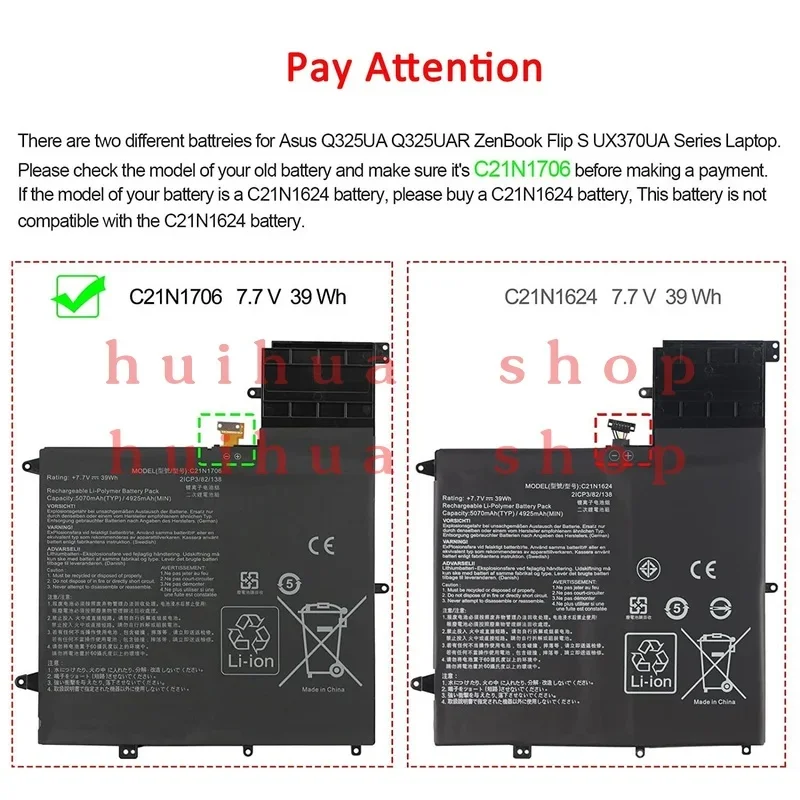 ✅ C21N1706 Battery For Asus ZenBook Flip S UX370 UX370UAF UX370UAR UX370U UX370UA z