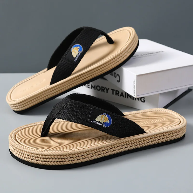 

Men Slippers Outside Beach Bear Flat Flip-flop 2024 Summer Casual Slippers Indoor Home Male Anti-slip Shoe Thong Sandal Zaptos