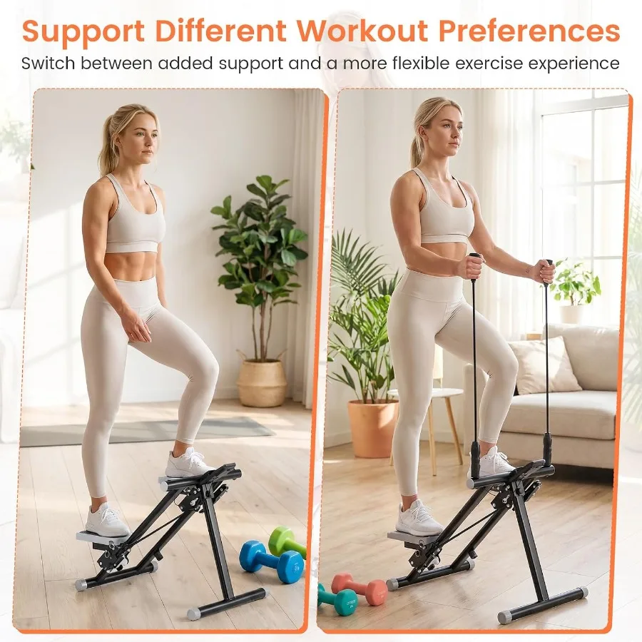 Stair Stepper, Foldable Vertical Climber Exercise Machine with Detachable Handlebar, LCD Monitor, Compact Fitness Stepper Full-