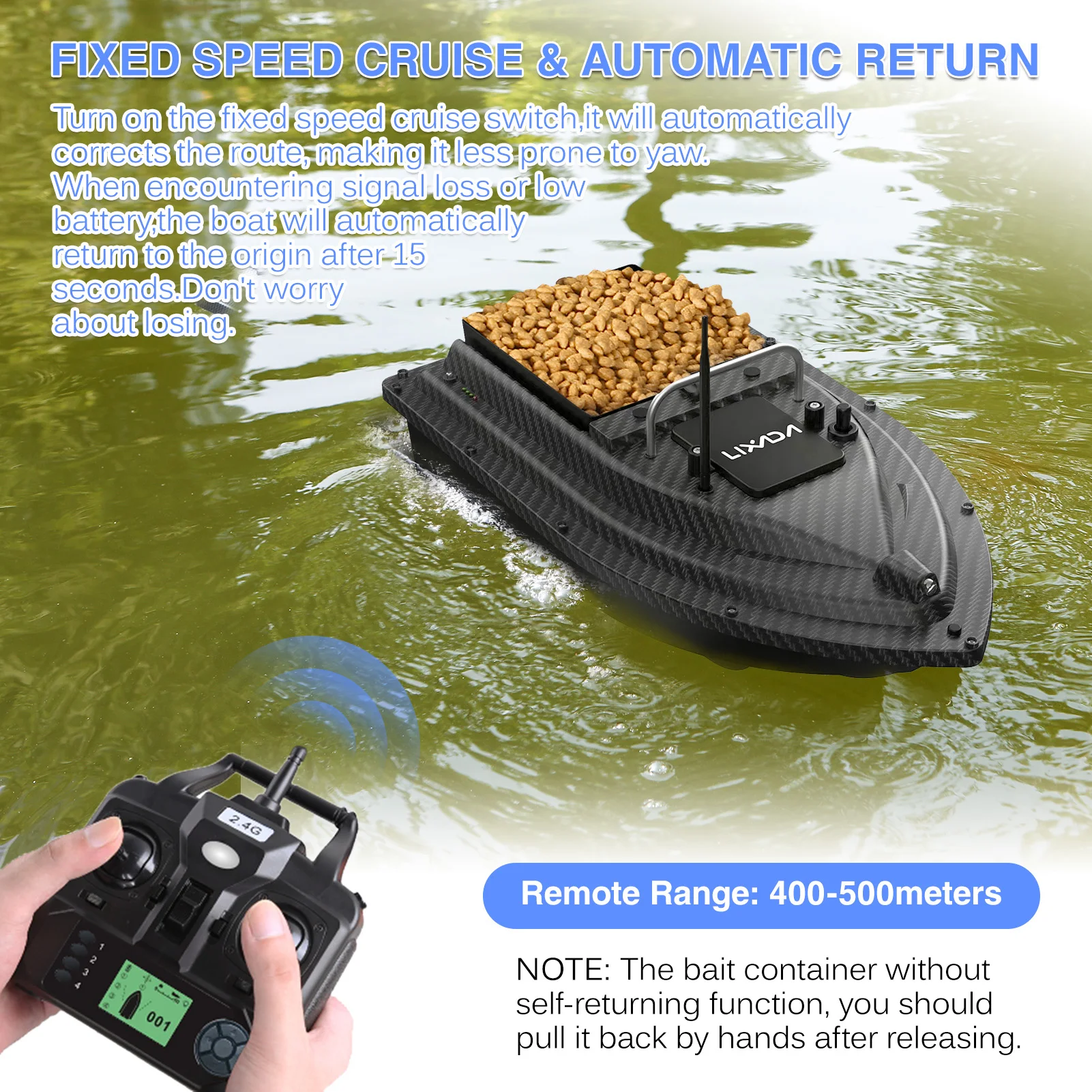 GPS-Angelköderboot mit großem Köderbehälter, automatisches Köderboot mit 400–500 m Reichweite für Outdoor-Fischerboot-Werkzeuge – Detail 11