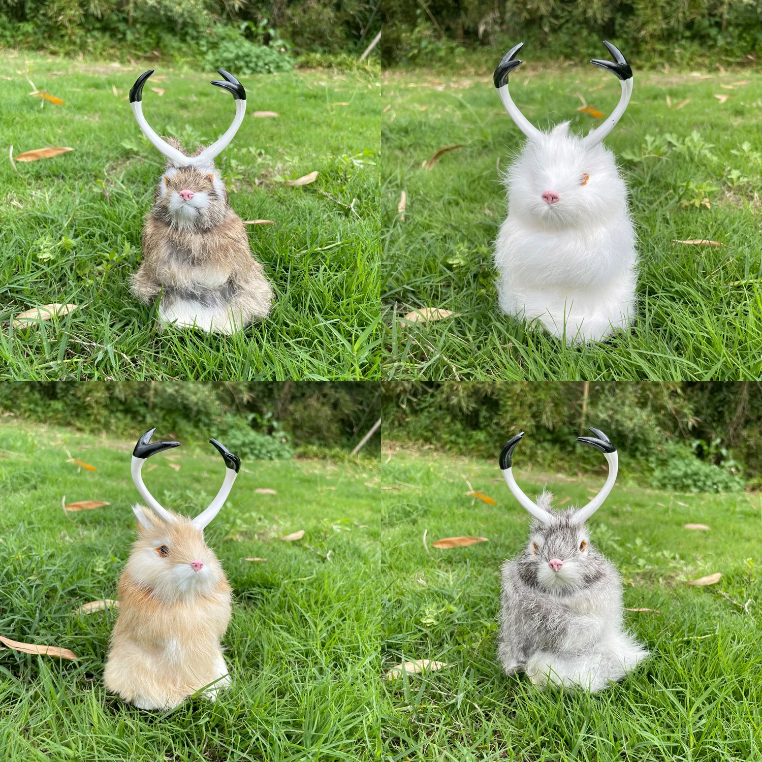 4 Colors Realistic Jackalope Rabbit Taxidermy Figurine Animal Ornaments For Easter Decoration Crafts