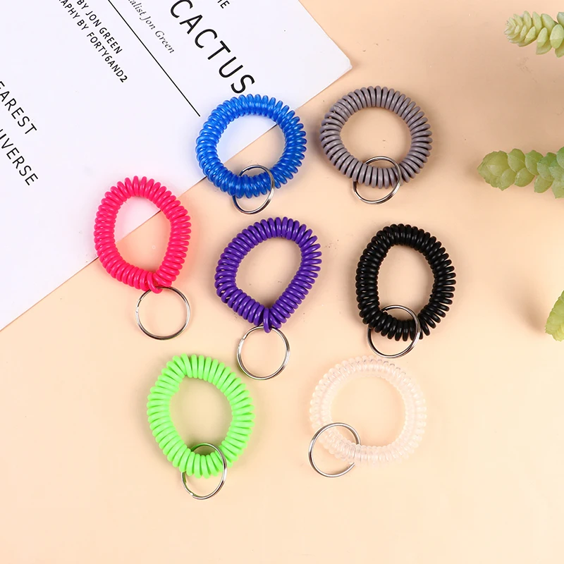 10pcs Multipurpose Stretchable Wristband Keychain Spring Flexible Spiral Elastic Band Bracelet Key Holder Ring For Sauna