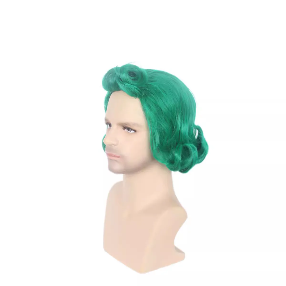 Green Curly Synthetic Cosplay Wig Candy Shop Party Costume Fashion Anime-Inspired Halloween Cosplay Wig Oom-pa Style