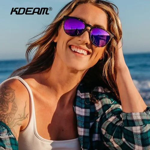 KDEAM nuevas gafas de sol polarizadas redondas para deportes al aire libre, gafas de pesca para hombres y mujeres, gafas de conducción graduales resistentes a los rayos UV a la moda KD336