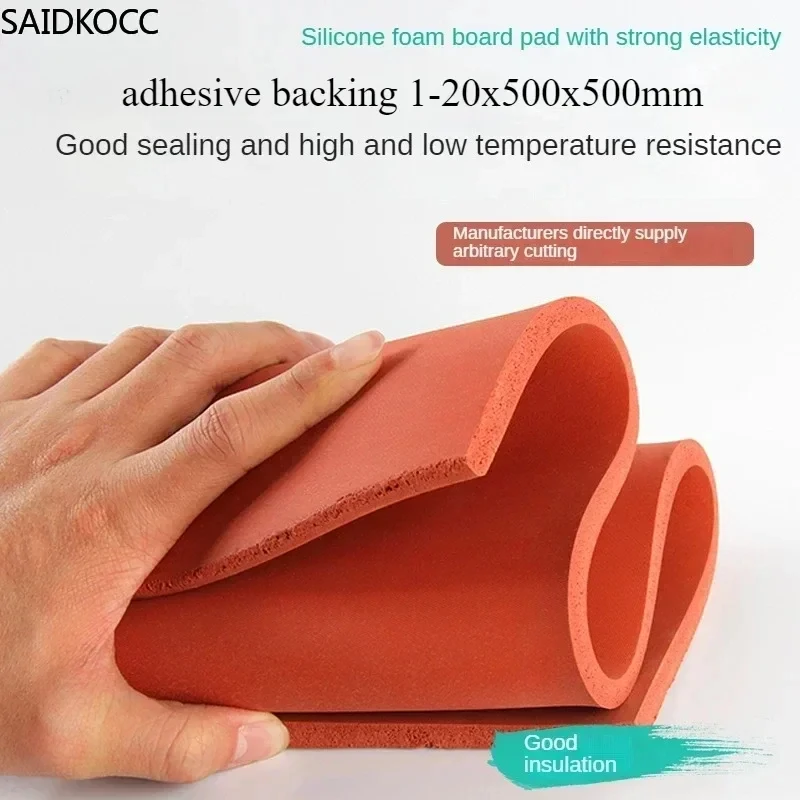 SAIDKOCC adhesive backing  Silicone foam board heat-resistant sealing pad hot stamping  printed  red foam pad sponge board