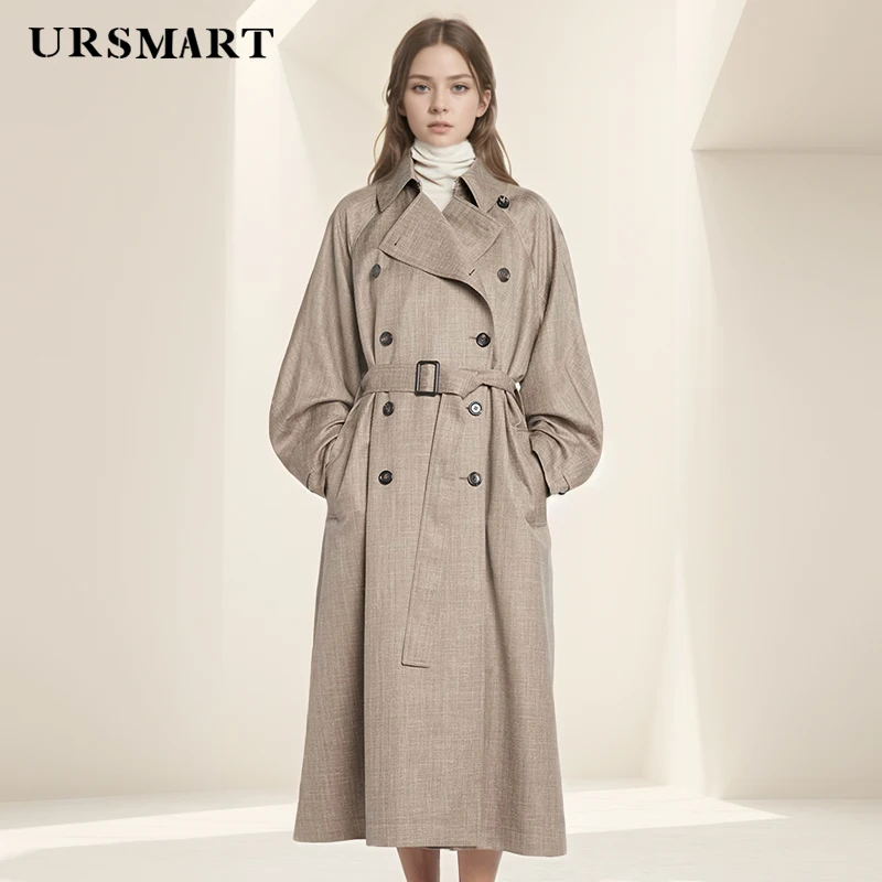 Luxury Women's Trench Coat – Knee-Length Double-Breasted Elegant Loose Fit Custom Windproof Windbreaker for Spring and Autumn