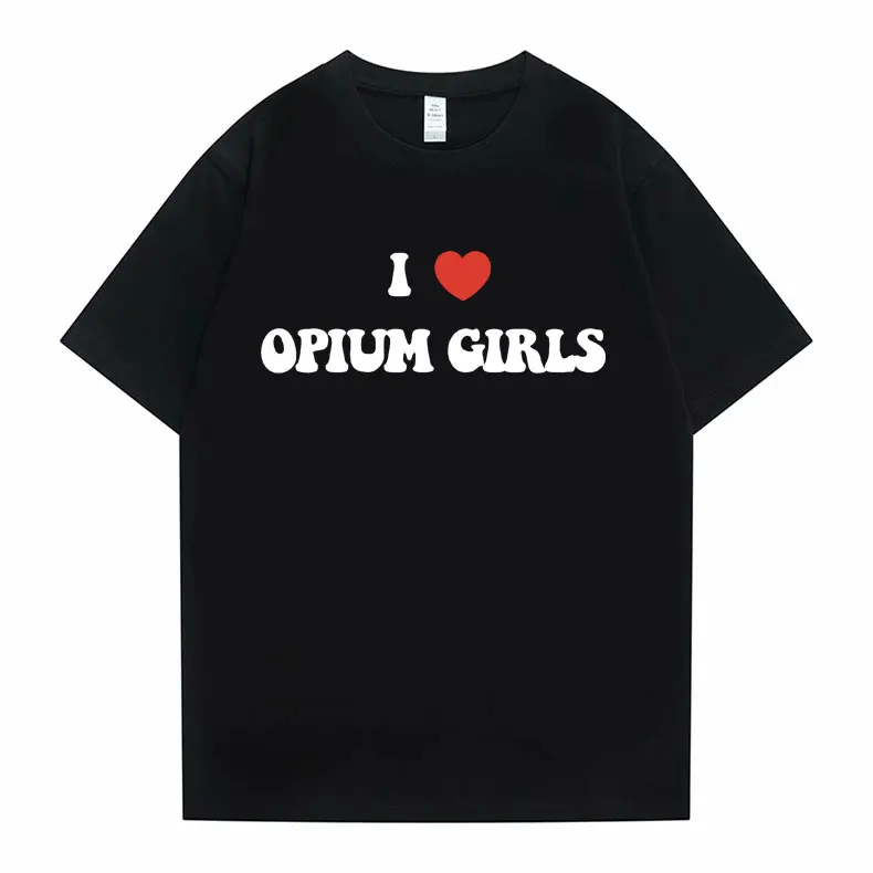 

I Love Opium Girls Graphic Tshirt Rapper Playboi Carti T-shirts Men Women Hip Hop Rap Oversized T-shirt Men's Pure Cotton Tees