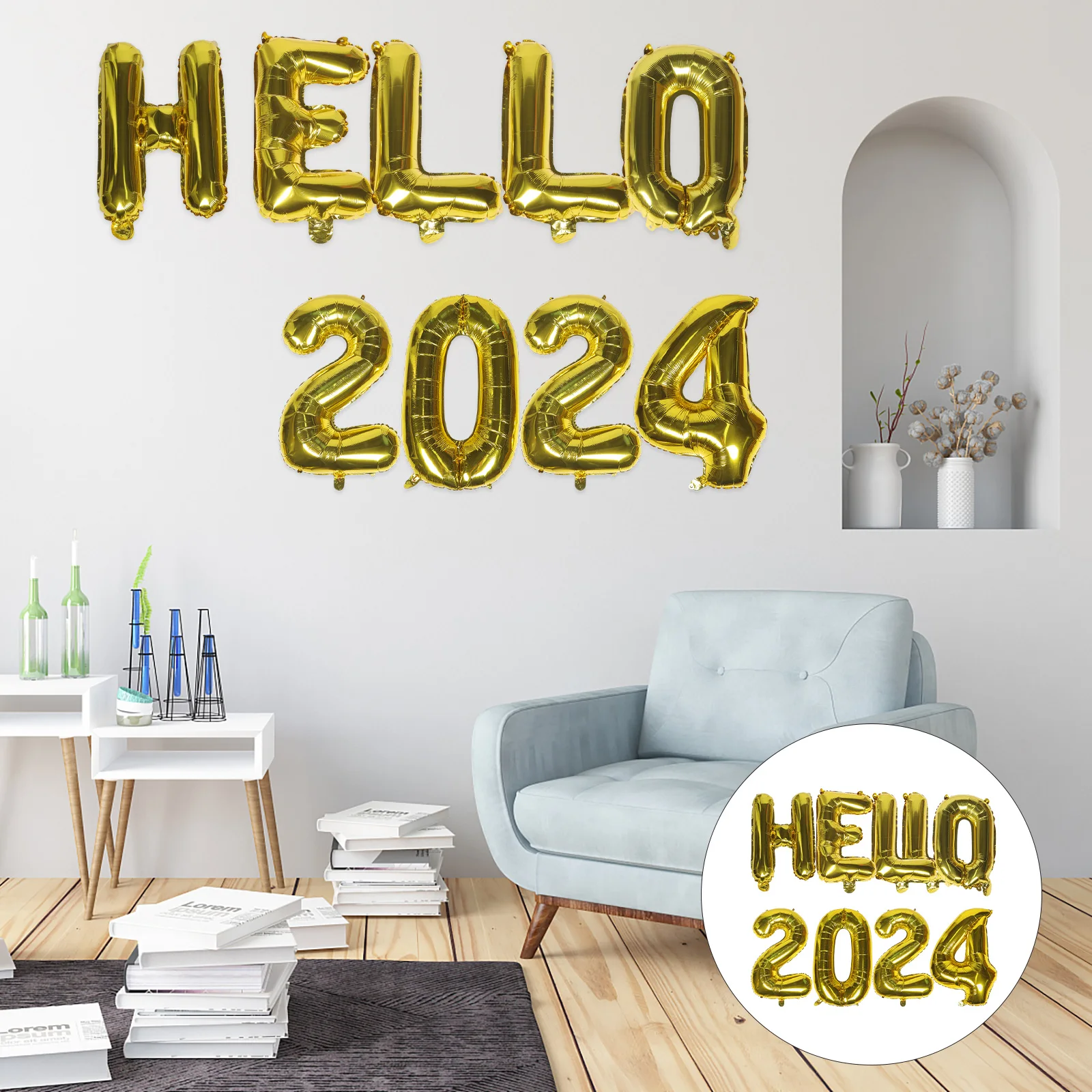 

2024 Aluminum Film Balloons New Year Decorations Silver HELLO Supplies nament Festive Accessories Letter Number Balloons Party