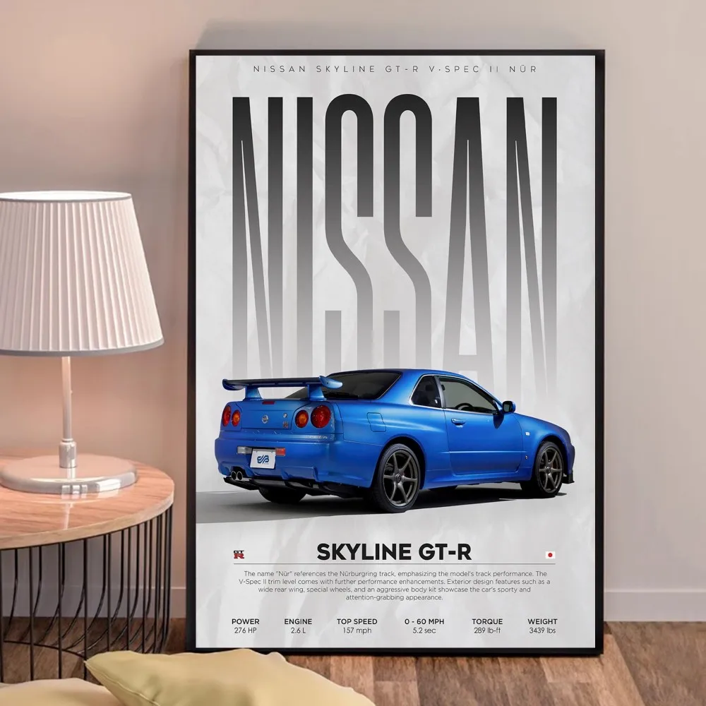 Lüks süper spor araba Car GTR Anime Anime posterler yapışkan Whitepaper Sticker DIY odası Bar Cafe Kawaii odası dekor