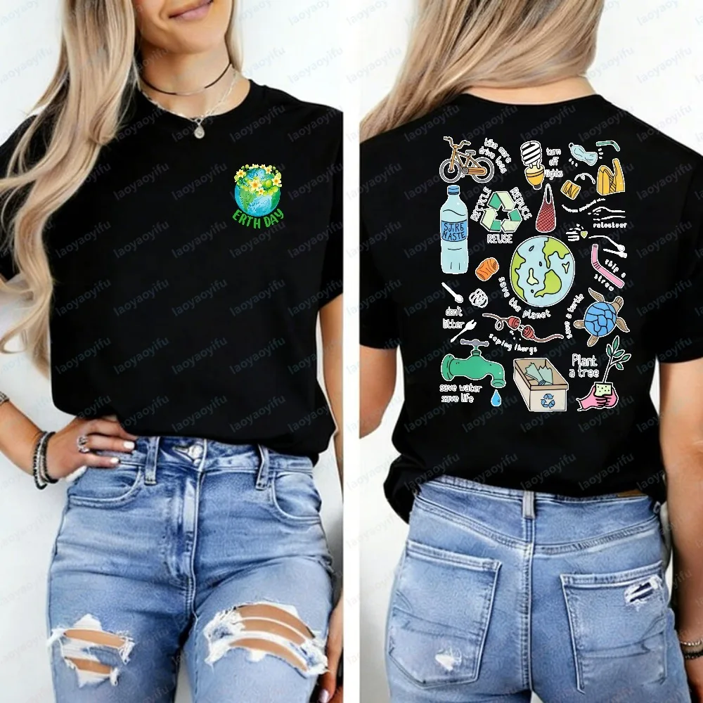 

Earth Day Shirt Eco Friendly T-Shirt Save The Planet Tee Reduce Reuse Recycle Graphic T Shirts Vintage Clothes Harajuku Y2k Tops