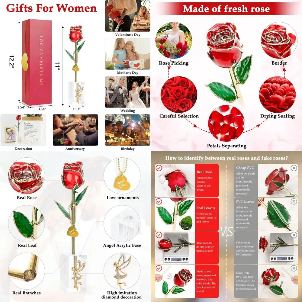 

Настоящая роза, покрытая 24-каратным золотом, в подарок на День святого Валентина или День матери, с хрустальной подставкой