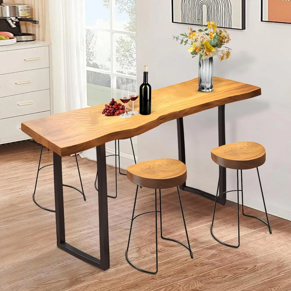 

Bar Table, Solid Wood Bar Height Table Industrial Dining Room Bar Table Counter Height Table Industrial Pub Tables for Ki