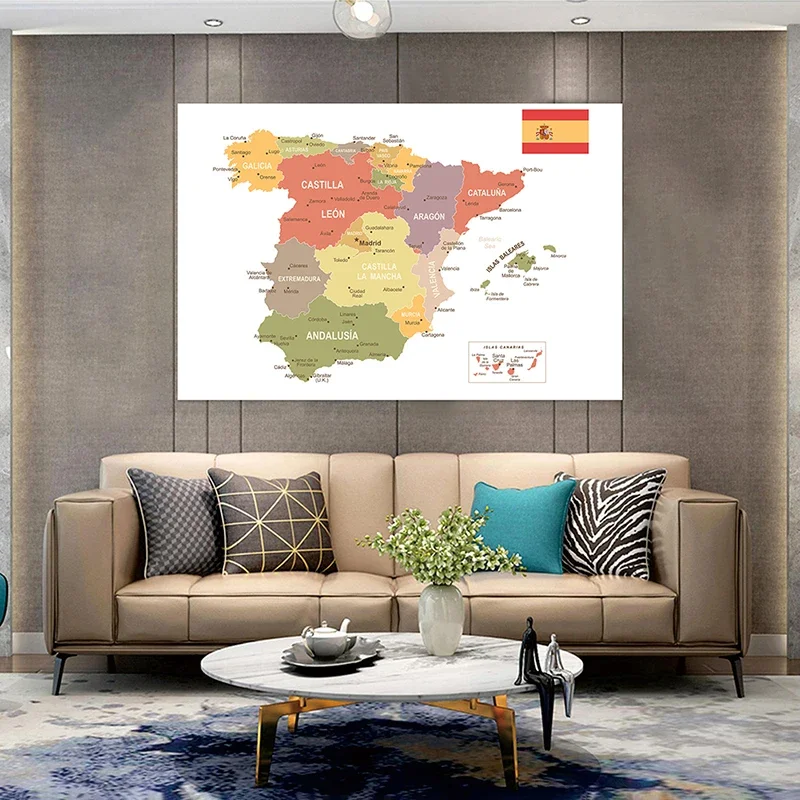 Foldable Spray World Map Spanish Picture 100*70cm Prints Wall Home Decoration Children Travel School Supplies In Spanish