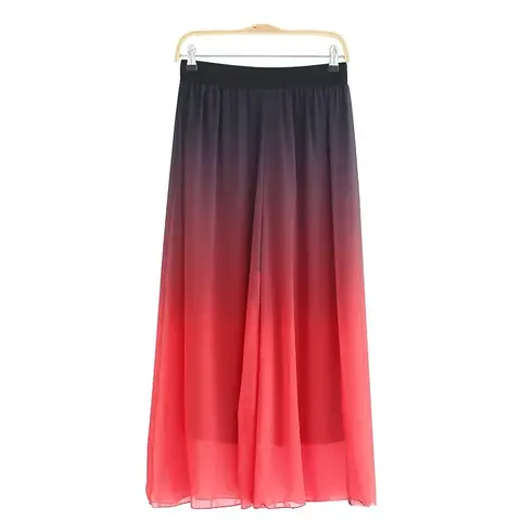 Wide Leg Dance Pant Women 2 Color Gradient Practice Wear Dancer Elastic Waist Loose Trouser Chiffon Double Layered Practice Pant