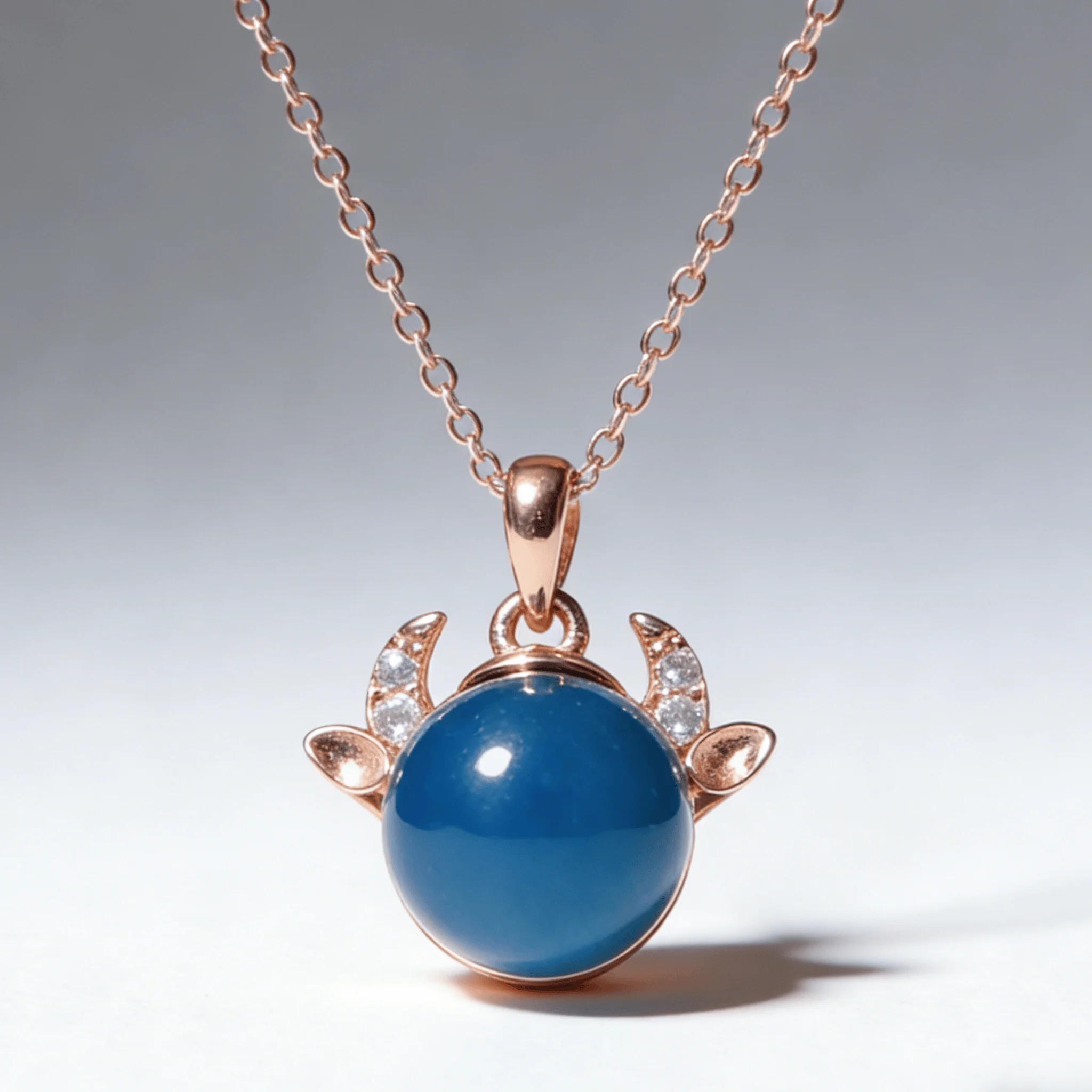 

Sterling Silver Blue Amber Ox Zodiac Pendant 15mm Cute Light Luxury Natural Mexican Jewelry