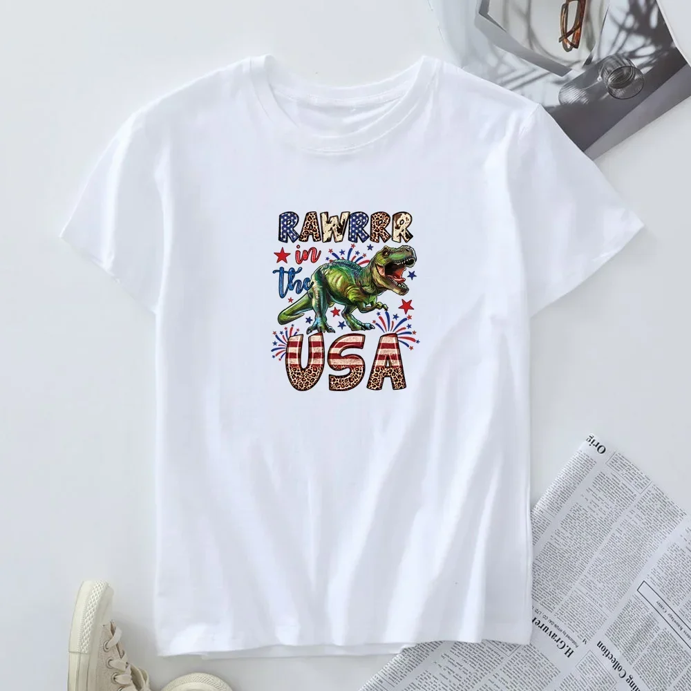 Plus Size Tees Women's Top Short Sleeve T-shirt Woman Clothing Female Tshirt 2024 Independence Day Graphic T Shirts