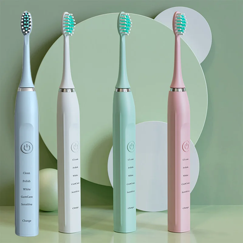 Sonic Electric Toothbrush Whitening IPX7 Waterproof 4 Brush Head USB Charger Rechargeable Deep Clean Tooth Brushes