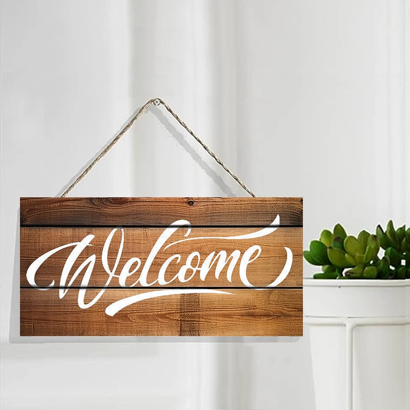 Rustic Welcome Wall Hanging Decor Wood Art Plaques Sign Door Sign for Home Living Room  Decor